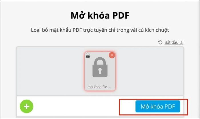 Nhấn Mở khóa PDF và nhập mật khẩu của file để tiếp tục.