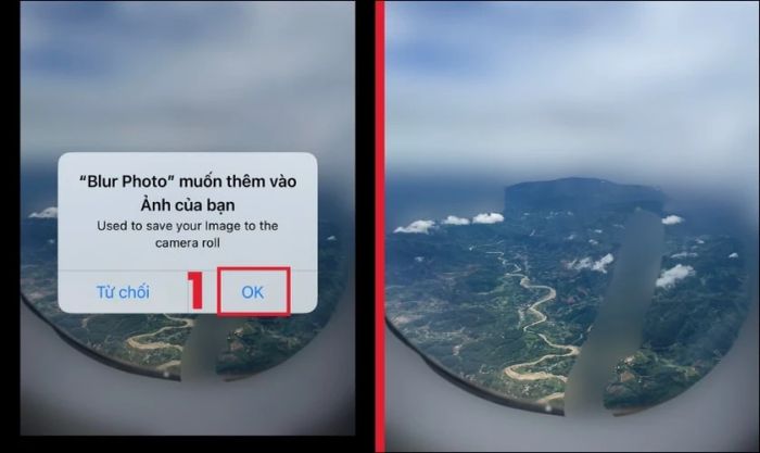 Chỉ cần nhấn Ok để hoàn tất việc làm mờ nền ảnh trên iPhone một cách nhanh chóng.
