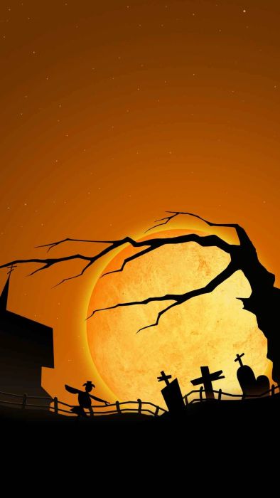 Hình nền Halloween dành cho điện thoại với tông màu cam