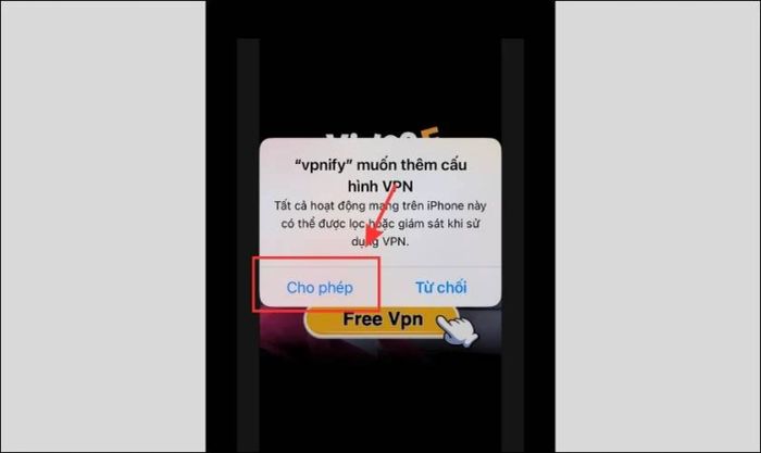 Kích hoạt tùy chọn Cho phép VPNIFY tạo kết nối VPN
