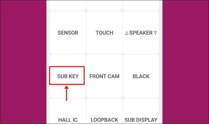 Kiểm tra phản hồi phím vật lý trên Samsung cũ bằng Sub key