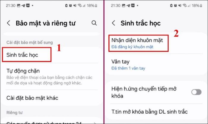 Kiểm tra tính năng nhận diện khuôn mặt