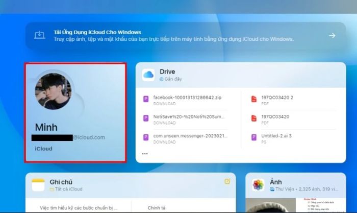 Nhấn vào biểu tượng Avatar ở góc trên bên phải màn hình