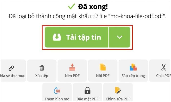 Nhấn Tải tập tin để lưu file về máy của bạn.