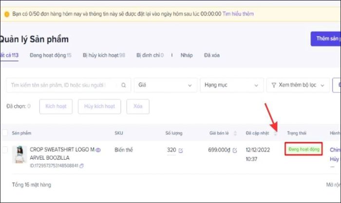 Cách kiểm tra trạng thái sản phẩm sau khi đăng tải lên TikTok Shop