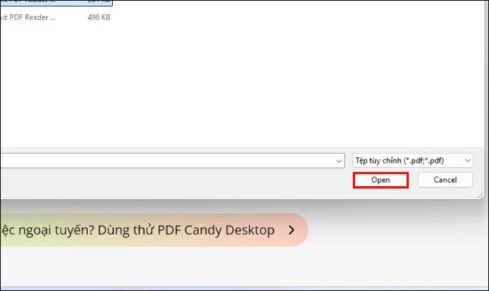 Chọn file PDF cần xoay và nhấn nút Open để tải lên.
