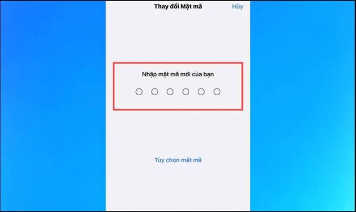 Nhập mật khẩu mới cho iPhone của bạn