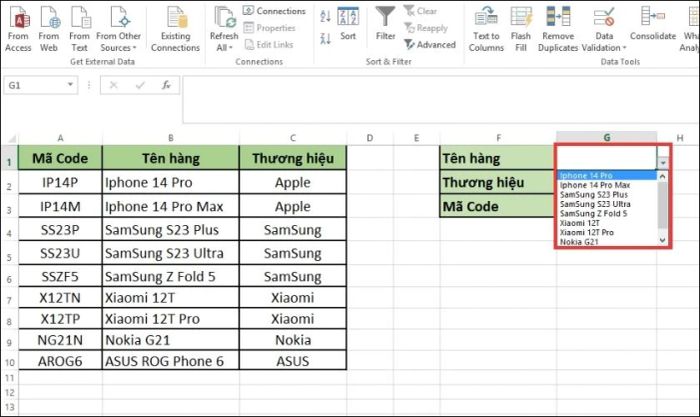 Cách tạo danh sách khi dữ liệu đã có sẵn