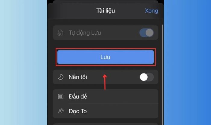 Hoàn thành việc lưu tài liệu Word trên điện thoại
