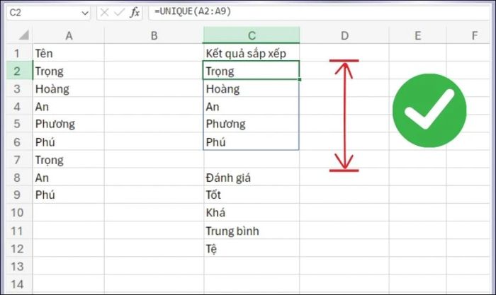 Những lưu ý quan trọng khi thêm hàm lọc giá trị duy nhất trong Excel