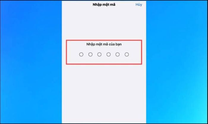 Nhập mật khẩu hiện tại để tiến hành thay đổi mật khẩu iPhone