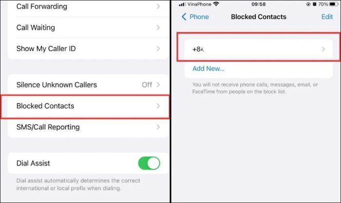 Hủy chặn số lạ trên iPhone