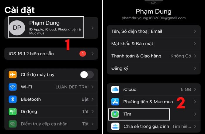 cách cài đặt find my iphone