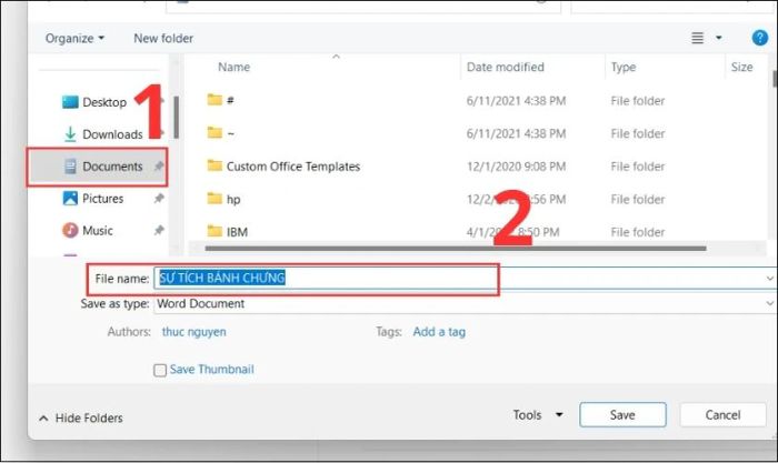 Chọn thư mục lưu trữ tài liệu trên máy tính
