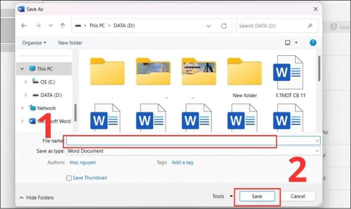 Nhập tên file và thực hiện lưu file