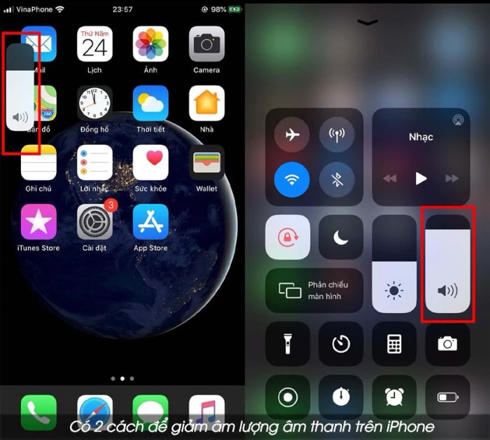 Giảm âm lượng thủ công trên iPhone