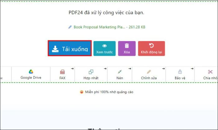 Nhấn vào nút Tải xuống để lưu file của bạn.