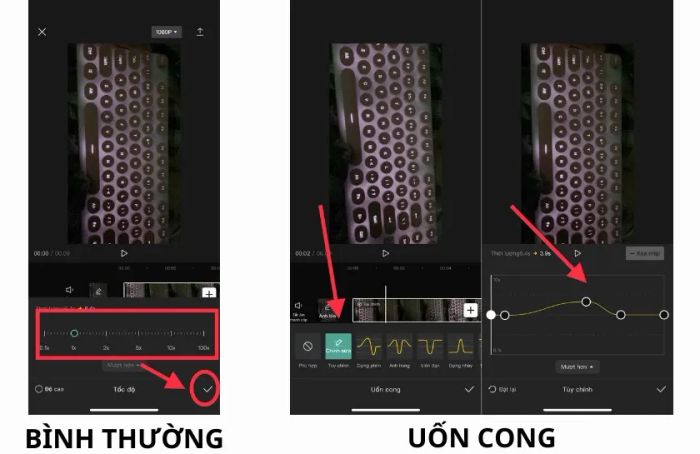 Lựa chọn loại tốc độ: Bình thường hoặc uốn cong