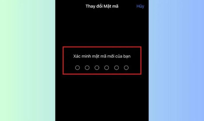 Xác nhận mật mã mới để kết thúc quá trình thay đổi mật khẩu trên iPhone 11, 12, 13