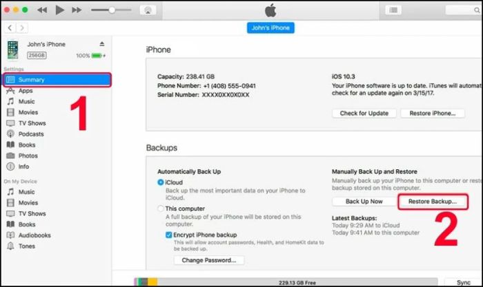 Hướng dẫn khôi phục ảnh đã xóa trên iPhone bằng ứng dụng iTunes