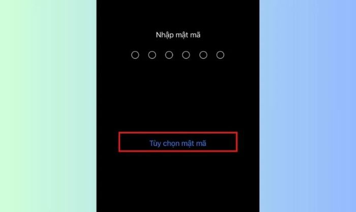 Nhấn chọn Tùy chọn mật mã