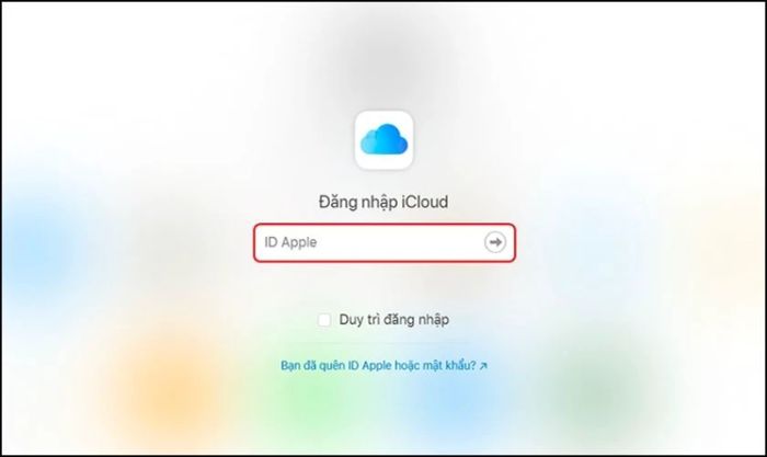 Đăng nhập vào tài khoản iCloud