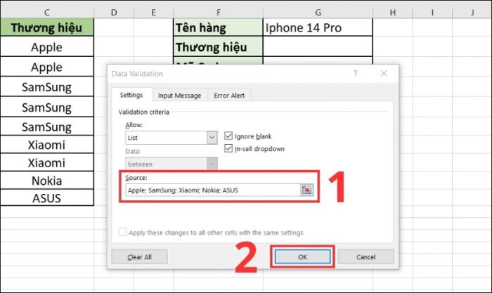 Cách tạo danh sách thủ công trong Excel