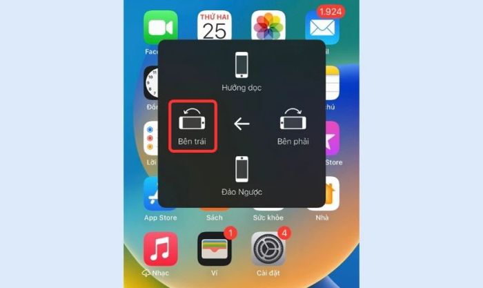 Lựa chọn hướng xoay màn hình
