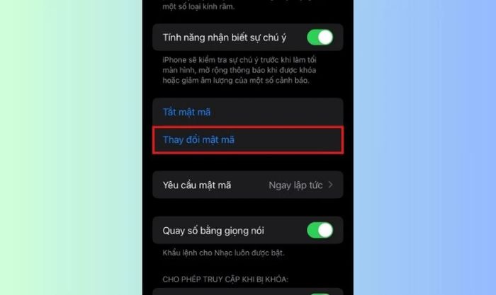 Nhấn chọn Thay đổi mật mã để tiếp tục