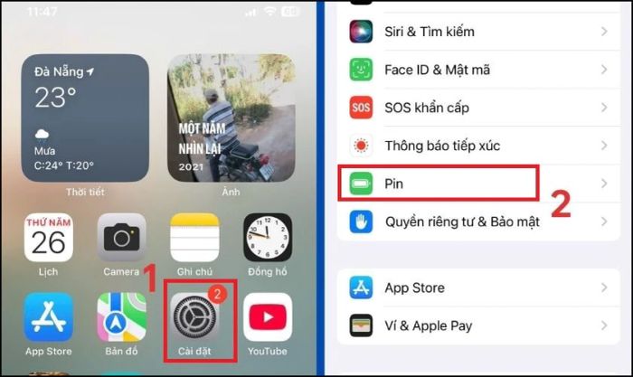 Kiểm tra bằng tính năng Battery Health
