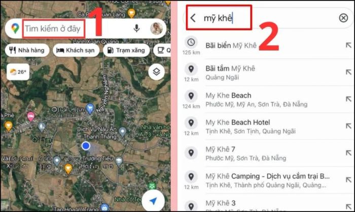 Khởi động Google Maps và nhập điểm đến
