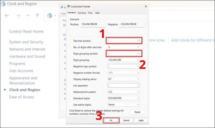 Hướng dẫn chuyển đổi dấu chấm, dấu phẩy trong Excel trên Windows