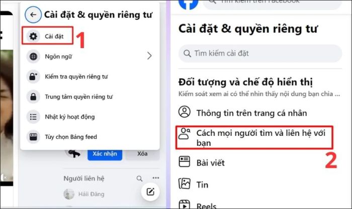 Nhấn vào Cài đặt