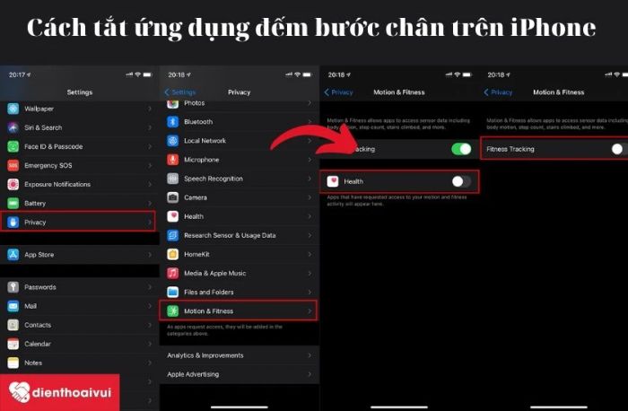 Cách tắt tính năng đếm bước chân trên iPhone