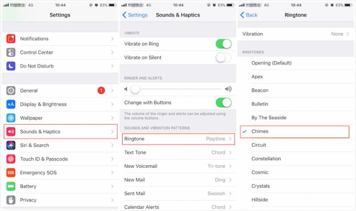 Chọn file nhạc chuông bạn vừa di chuyển từ máy tính sang iPhone