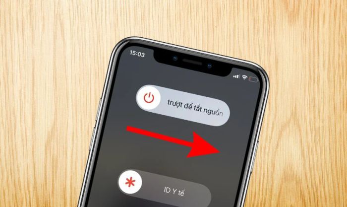 vuốt thanh trượt tắt nguồn từ trái sang phải