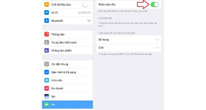 Di chuyển thanh trạng thái phần trăm pin sang bên phải, bạn sẽ thấy màu xanh xuất hiện