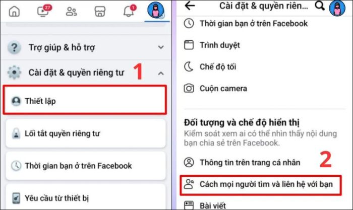 Nhấn vào Thiết lập