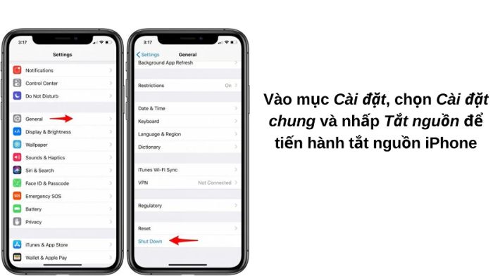 Hướng dẫn tắt nguồn và khởi động lại iPhone X, Xs, Xs Max