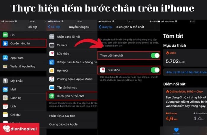 Tính năng đếm bước chân trên iPhone hoạt động như thế nào?