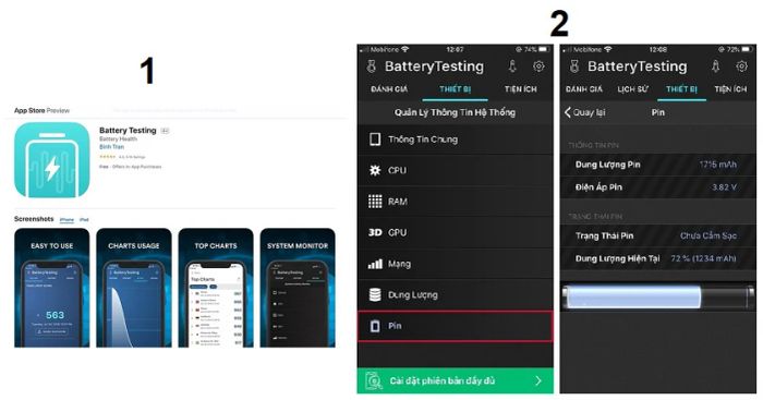 Sử dụng ứng dụng Battery Testing để kiểm tra pin