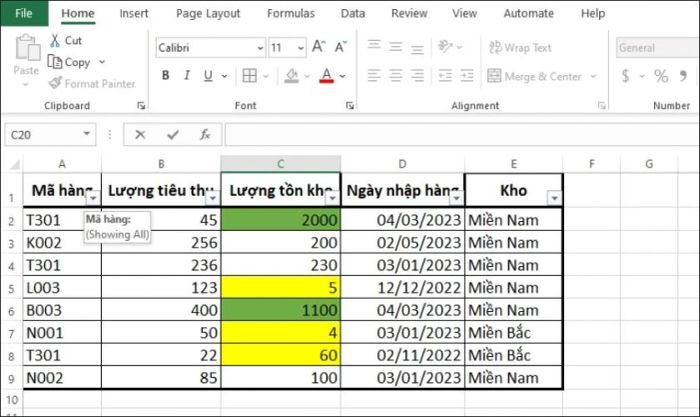 Hướng dẫn cách lọc dữ liệu theo màu sắc trong Excel