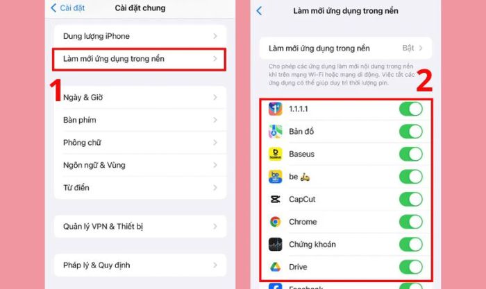 Ngừng các ứng dụng chạy nền