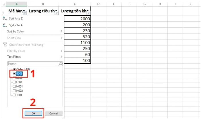 Cách lọc dữ liệu trùng lặp cho các cột trong Excel