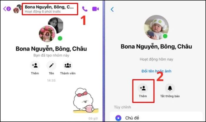 Bạn mở nhóm chat và nhấn vào tên nhóm