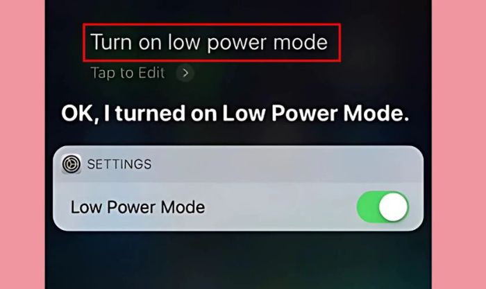 Hướng dẫn kích hoạt chế độ tiết kiệm pin trên iPhone bằng trợ lý ảo