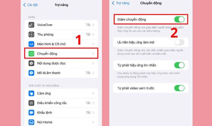 Vô hiệu hóa tính năng giảm chuyển động