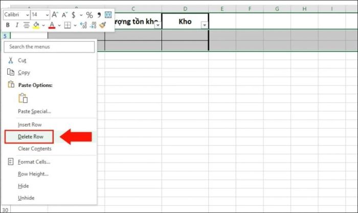 Lọc các dòng trống trong bảng tính