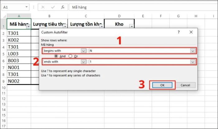Hướng dẫn lọc dữ liệu cho cột có hai điều kiện