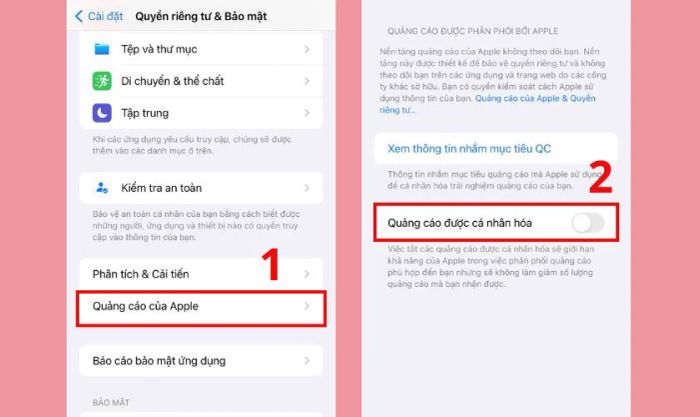 Kích hoạt giới hạn theo dõi quảng cáo